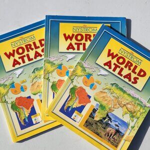 3x Nystrom World Atlas Bundle Maps Books Book Globe Map Social Studies 3 Books S